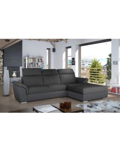 Canapé d'angle Trovasca en Tissu Gris foncé et Simili-cuir Gris